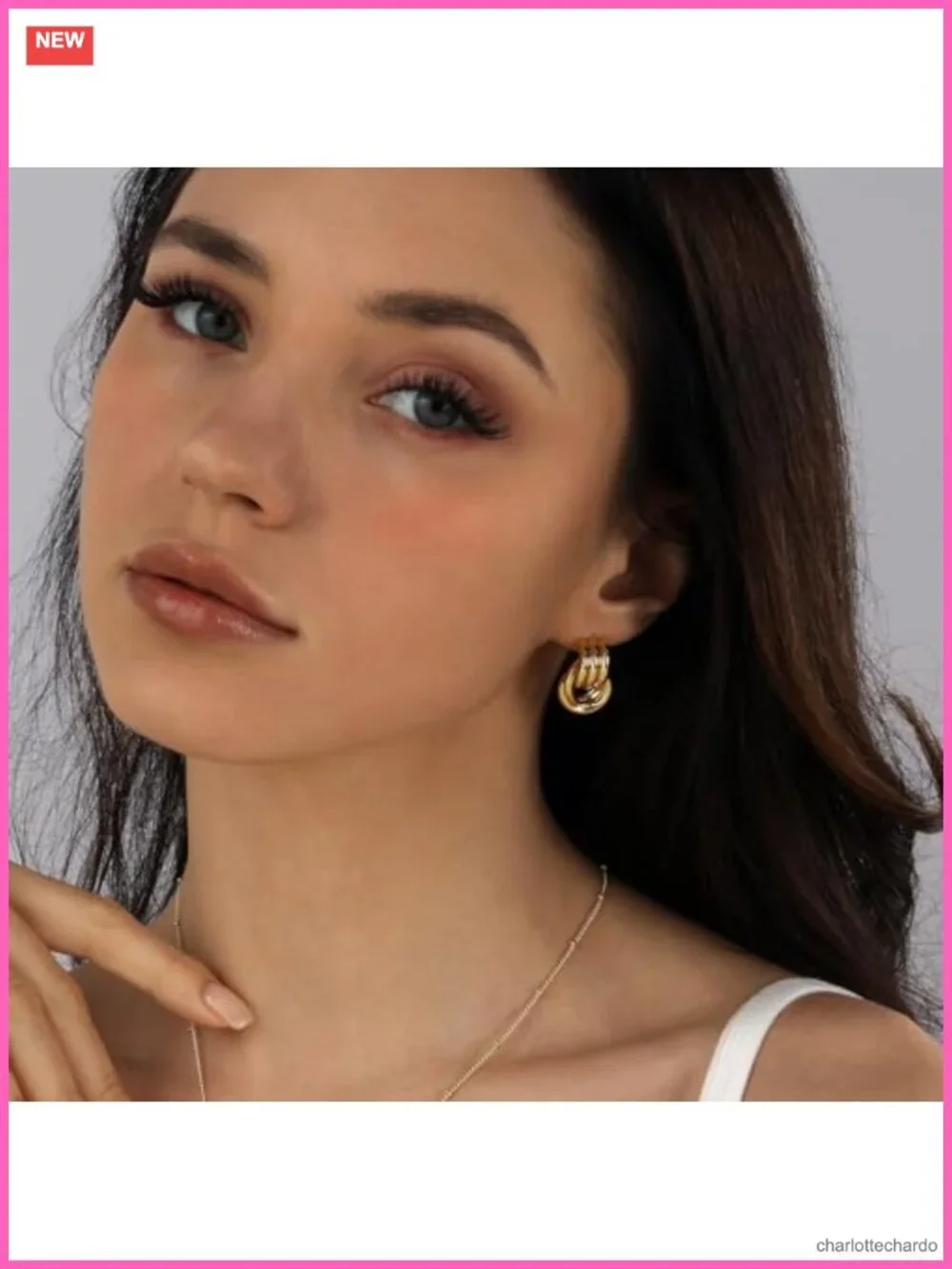Small Chunky Knot Earrings 14K Gold Plated Dangle Drop Hypoallergenic